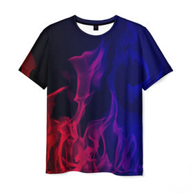 Мужская футболка 3D с принтом Огненный стиль в Белгороде, 100% полиэфир | прямой крой, круглый вырез горловины, длина до линии бедер | fire | flame | in fire | smoke | в огне | дым | огненный | огонь | текстуры