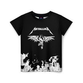 Детская футболка 3D с принтом Metallica в Белгороде, 100% гипоаллергенный полиэфир | прямой крой, круглый вырез горловины, длина до линии бедер, чуть спущенное плечо, ткань немного тянется | Тематика изображения на принте: metallica | группа | джеймс хэтфилд | кирк хэмметт | ларс ульрих | метал | металика | металлика | миталика | музыка | роберт трухильо | рок | трэш | трэшметал | хард | хардрок | хеви | хевиметал