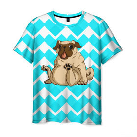 Мужская футболка 3D с принтом Забавный мопс в Белгороде, 100% полиэфир | прямой крой, круглый вырез горловины, длина до линии бедер | animal | dog | pet | pug | puppy | арт | бульдог | животные | милые | мопс | пес | собаки | текстура