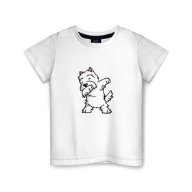 Детская футболка хлопок с принтом Собака даб в Белгороде, 100% хлопок | круглый вырез горловины, полуприлегающий силуэт, длина до линии бедер | Тематика изображения на принте: 