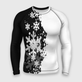 Мужской рашгард 3D с принтом Снежные узоры в Белгороде,  |  | black | christmas | new year | pattern | white | абстракция | зима | новый год | рождество | снег | снежинки | узор | черно белые