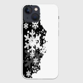 Чехол для iPhone 13 mini с принтом Снежные узоры в Белгороде,  |  | black | christmas | new year | pattern | white | абстракция | зима | новый год | рождество | снег | снежинки | узор | черно белые