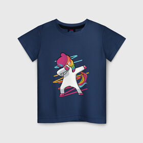 Детская футболка хлопок с принтом Единорог радуга в Белгороде, 100% хлопок | круглый вырез горловины, полуприлегающий силуэт, длина до линии бедер | Тематика изображения на принте: единорог | лошадки | пони | радуга