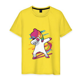 Мужская футболка хлопок с принтом Единорог радуга в Белгороде, 100% хлопок | прямой крой, круглый вырез горловины, длина до линии бедер, слегка спущенное плечо. | единорог | лошадки | пони | радуга
