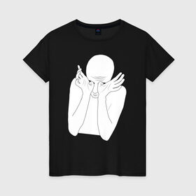 Женская футболка хлопок с принтом Хаски рэпер в Белгороде, 100% хлопок | прямой крой, круглый вырез горловины, длина до линии бедер, слегка спущенное плечо | рэп | рэпер | хаски