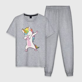Мужская пижама хлопок с принтом Единорог радуга в Белгороде, 100% хлопок | брюки и футболка прямого кроя, без карманов, на брюках мягкая резинка на поясе и по низу штанин
 | единорог | пони