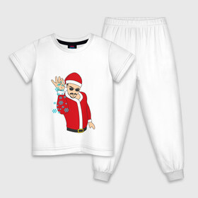 Детская пижама хлопок с принтом новый год 2018 в Белгороде, 100% хлопок |  брюки и футболка прямого кроя, без карманов, на брюках мягкая резинка на поясе и по низу штанин
 | дед мороз | ёлка | мемес | снежинки