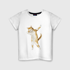 Детская футболка хлопок с принтом Кот в Белгороде, 100% хлопок | круглый вырез горловины, полуприлегающий силуэт, длина до линии бедер | dab | даб | дэб | киса | котик | котэ | кошка