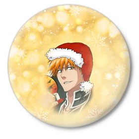 Значок с принтом Happy New Bleach! в Белгороде,  металл | круглая форма, металлическая застежка в виде булавки | bleach | блич | ичиго | куросаки ичиго