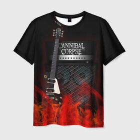 Мужская футболка 3D с принтом Cannibal Corpse в Белгороде, 100% полиэфир | прямой крой, круглый вырез горловины, длина до линии бедер | cannibal corpse | logo | metal | music | rock | лого | логотип | метал | музыка | рок