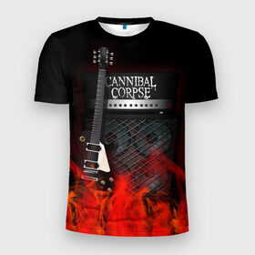 Мужская футболка 3D спортивная с принтом Cannibal Corpse в Белгороде, 100% полиэстер с улучшенными характеристиками | приталенный силуэт, круглая горловина, широкие плечи, сужается к линии бедра | cannibal corpse | logo | metal | music | rock | лого | логотип | метал | музыка | рок