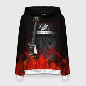 Женская толстовка 3D с принтом Korn в Белгороде, 100% полиэстер  | двухслойный капюшон со шнурком для регулировки, мягкие манжеты на рукавах и по низу толстовки, спереди карман-кенгуру с мягким внутренним слоем. | korn | logo | metal | music | rock | лого | логотип | метал | музыка | рок