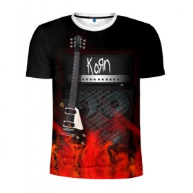 Мужская футболка 3D спортивная с принтом Korn в Белгороде, 100% полиэстер с улучшенными характеристиками | приталенный силуэт, круглая горловина, широкие плечи, сужается к линии бедра | korn | logo | metal | music | rock | лого | логотип | метал | музыка | рок