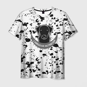 Мужская футболка 3D с принтом LABRADOR RETRIEVER в Белгороде, 100% полиэфир | прямой крой, круглый вырез горловины, длина до линии бедер | Тематика изображения на принте: dog | labrador retriever | животные | милые животные | пёсик | пятна | собаки | собачка | текстура