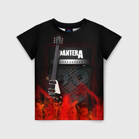Детская футболка 3D с принтом Pantera в Белгороде, 100% гипоаллергенный полиэфир | прямой крой, круглый вырез горловины, длина до линии бедер, чуть спущенное плечо, ткань немного тянется | logo | metal | music | pantera | rock | лого | логотип | метал | музыка | рок
