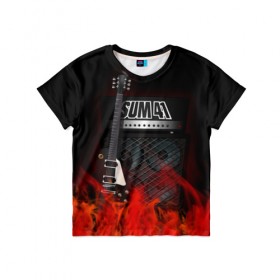Детская футболка 3D с принтом Sum 41 в Белгороде, 100% гипоаллергенный полиэфир | прямой крой, круглый вырез горловины, длина до линии бедер, чуть спущенное плечо, ткань немного тянется | logo | metal | music | rock | sum 41 | sum41 | лого | логотип | метал | музыка | рок