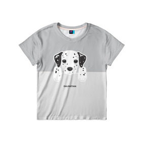 Детская футболка 3D с принтом Dalmatian Puppy в Белгороде, 100% гипоаллергенный полиэфир | прямой крой, круглый вырез горловины, длина до линии бедер, чуть спущенное плечо, ткань немного тянется | далматин | далматинец | домашние животные | пес | песик | собака | собачка | терьер | шпиц
