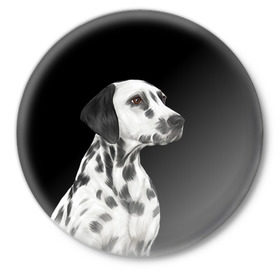 Значок с принтом Далматинец арт в Белгороде,  металл | круглая форма, металлическая застежка в виде булавки | далматин | далматинец | домашние животные | пес | песик | собака | собачка | терьер | шпиц