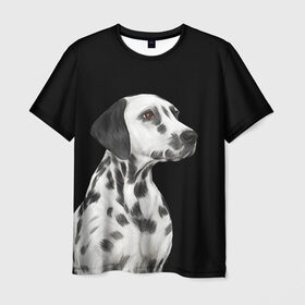 Мужская футболка 3D с принтом Далматинец арт в Белгороде, 100% полиэфир | прямой крой, круглый вырез горловины, длина до линии бедер | далматин | далматинец | домашние животные | пес | песик | собака | собачка | терьер | шпиц