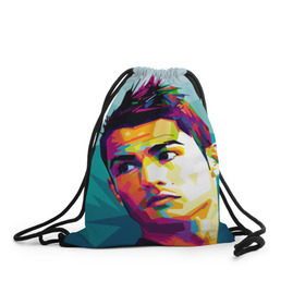 Рюкзак-мешок 3D с принтом Cristiano Ronaldo в Белгороде, 100% полиэстер | плотность ткани — 200 г/м2, размер — 35 х 45 см; лямки — толстые шнурки, застежка на шнуровке, без карманов и подкладки | Тематика изображения на принте: криштиану | реал мадрид | роналду