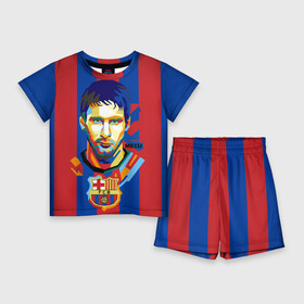 Детский костюм с шортами 3D с принтом Lionel Messi в Белгороде,  |  | Тематика изображения на принте: barcelona | lionel | messi | барселона | лионель | месси | поп арт