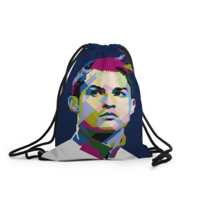 Рюкзак-мешок 3D с принтом Cristiano Ronaldo в Белгороде, 100% полиэстер | плотность ткани — 200 г/м2, размер — 35 х 45 см; лямки — толстые шнурки, застежка на шнуровке, без карманов и подкладки | криштиану | реал мадрид | роналду