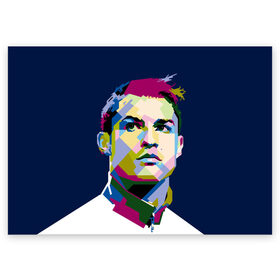 Поздравительная открытка с принтом Cristiano Ronaldo в Белгороде, 100% бумага | плотность бумаги 280 г/м2, матовая, на обратной стороне линовка и место для марки
 | криштиану | реал мадрид | роналду