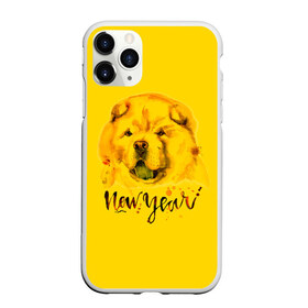 Чехол для iPhone 11 Pro Max матовый с принтом Милый щенок в Белгороде, Силикон |  | Тематика изображения на принте: christmas | год собаки | желтая собака | новогодний | новый год | собака