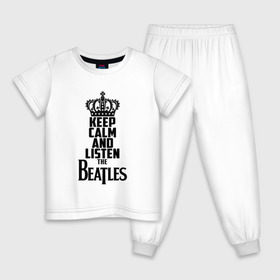 Детская пижама хлопок с принтом Keep calm and listen Beatles в Белгороде, 100% хлопок |  брюки и футболка прямого кроя, без карманов, на брюках мягкая резинка на поясе и по низу штанин
 | beatles | the beatles | бителз | бителс | битлз | битлс | битлы | группа | джон леннон | джордж харрисон | жуки | зе | ливерпульская четвёрка | мерсибит | пол маккартни | поп | ринго старр | рок