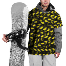Накидка на куртку 3D с принтом Черно-желтая лента в Белгороде, 100% полиэстер |  | danger | желтый | знак | ограждение | опастость | паттрен | скотч | черный