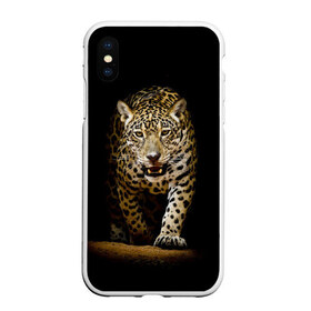 Чехол для iPhone XS Max матовый с принтом Leopard в Белгороде, Силикон | Область печати: задняя сторона чехла, без боковых панелей | дикая кошка | зверь | клыки | кот | леопард | оскал | пантера | природа | хищник | ягуар