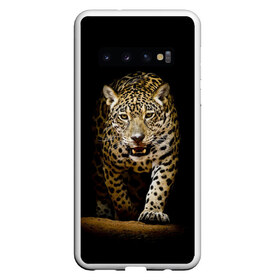 Чехол для Samsung Galaxy S10 с принтом Leopard в Белгороде, Силикон | Область печати: задняя сторона чехла, без боковых панелей | Тематика изображения на принте: дикая кошка | зверь | клыки | кот | леопард | оскал | пантера | природа | хищник | ягуар