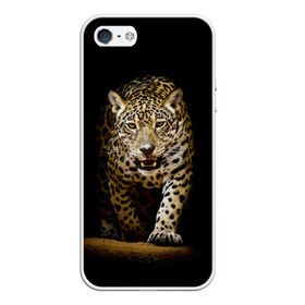 Чехол для iPhone 5/5S матовый с принтом Leopard в Белгороде, Силикон | Область печати: задняя сторона чехла, без боковых панелей | дикая кошка | зверь | клыки | кот | леопард | оскал | пантера | природа | хищник | ягуар