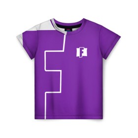 Детская футболка 3D с принтом FORTNITE big logo в Белгороде, 100% гипоаллергенный полиэфир | прямой крой, круглый вырез горловины, длина до линии бедер, чуть спущенное плечо, ткань немного тянется | battle | battle royal | fortnite | royal | боевик | игры | логотип | фиолетовый