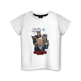 Детская футболка хлопок с принтом Stranger Things в Белгороде, 100% хлопок | круглый вырез горловины, полуприлегающий силуэт, длина до линии бедер | Тематика изображения на принте: кот | коты | очень странные дела