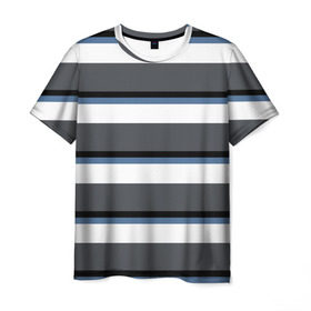 Мужская футболка 3D с принтом Моряк в Белгороде, 100% полиэфир | прямой крой, круглый вырез горловины, длина до линии бедер | белый | для | море | морская | морской | моряк | моряка | мужчины | настроение | подарок | полосы | серый | синий | спокойствие | тельняшка | тема | черный