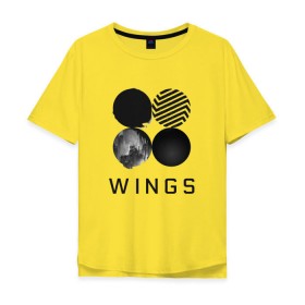 Мужская футболка хлопок Oversize с принтом BTS wings в Белгороде, 100% хлопок | свободный крой, круглый ворот, “спинка” длиннее передней части | bangtan boys | bts | bts army | бантаны бтс