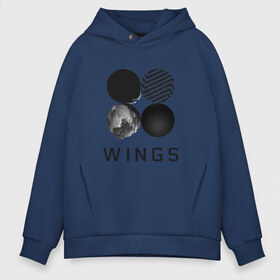 Мужское худи Oversize хлопок с принтом BTS wings в Белгороде, френч-терри — 70% хлопок, 30% полиэстер. Мягкий теплый начес внутри —100% хлопок | боковые карманы, эластичные манжеты и нижняя кромка, капюшон на магнитной кнопке | bangtan boys | bts | bts army | бантаны бтс