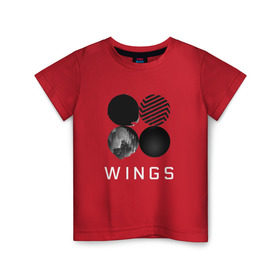Детская футболка хлопок с принтом BTS Wings 2 в Белгороде, 100% хлопок | круглый вырез горловины, полуприлегающий силуэт, длина до линии бедер | Тематика изображения на принте: bangtan boys | bts | bts army | бантаны бтс