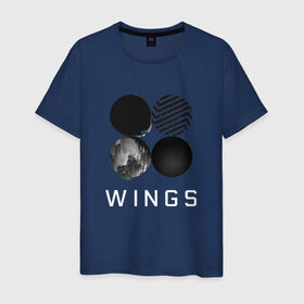 Мужская футболка хлопок с принтом BTS Wings 2 в Белгороде, 100% хлопок | прямой крой, круглый вырез горловины, длина до линии бедер, слегка спущенное плечо. | bangtan boys | bts | bts army | бантаны бтс
