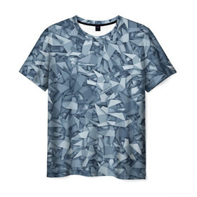 Мужская футболка 3D с принтом Бумажные голуби в Белгороде, 100% полиэфир | прямой крой, круглый вырез горловины, длина до линии бедер | Тематика изображения на принте: бумага | геометрия | голубь | камуфляж | милитари | оригами | паттерн | поделка | птицы | серый | синий