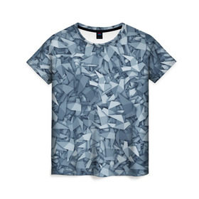 Женская футболка 3D с принтом Бумажные голуби в Белгороде, 100% полиэфир ( синтетическое хлопкоподобное полотно) | прямой крой, круглый вырез горловины, длина до линии бедер | бумага | геометрия | голубь | камуфляж | милитари | оригами | паттерн | поделка | птицы | серый | синий