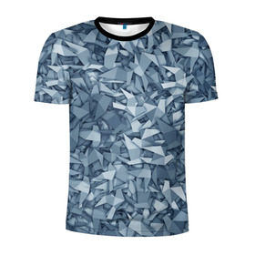 Мужская футболка 3D спортивная с принтом Бумажные голуби в Белгороде, 100% полиэстер с улучшенными характеристиками | приталенный силуэт, круглая горловина, широкие плечи, сужается к линии бедра | бумага | геометрия | голубь | камуфляж | милитари | оригами | паттерн | поделка | птицы | серый | синий