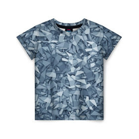 Детская футболка 3D с принтом Бумажные голуби в Белгороде, 100% гипоаллергенный полиэфир | прямой крой, круглый вырез горловины, длина до линии бедер, чуть спущенное плечо, ткань немного тянется | бумага | геометрия | голубь | камуфляж | милитари | оригами | паттерн | поделка | птицы | серый | синий