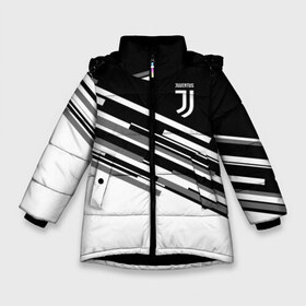 Зимняя куртка для девочек 3D с принтом JUVENTUS STRIPES STYLE в Белгороде, ткань верха — 100% полиэстер; подклад — 100% полиэстер, утеплитель — 100% полиэстер. | длина ниже бедра, удлиненная спинка, воротник стойка и отстегивающийся капюшон. Есть боковые карманы с листочкой на кнопках, утяжки по низу изделия и внутренний карман на молнии. 

Предусмотрены светоотражающий принт на спинке, радужный светоотражающий элемент на пуллере молнии и на резинке для утяжки. | fly emirates | juventus | ronaldo | клуб | линии | мода | модные | мяч | реал мадрид | спорт | спортивные | стиль | футбол | футбольный клуб | экстрим | эмблема | ювентус