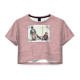 Женская футболка 3D укороченная с принтом BTS _2 в Белгороде, 100% полиэстер | круглая горловина, длина футболки до линии талии, рукава с отворотами | bangtan boys | bts | bts army | бантаны бтс