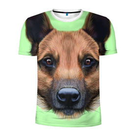 Мужская футболка 3D спортивная с принтом Немецкая овчарка в Белгороде, 100% полиэстер с улучшенными характеристиками | приталенный силуэт, круглая горловина, широкие плечи, сужается к линии бедра | dog | овчарка | пес | песик | собака | собачка