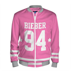 Мужской бомбер 3D с принтом Bieber Team Pink в Белгороде, 100% полиэстер | застегивается на молнию, по бокам два кармана без застежек, по низу бомбера и на воротнике - эластичная резинка | bieber | justin bieber | бибер | джастин бибер