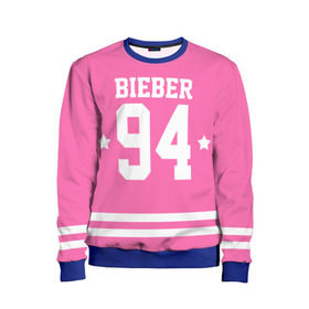 Детский свитшот 3D с принтом Bieber Team Pink в Белгороде, 100% полиэстер | свободная посадка, прямой крой, мягкая тканевая резинка на рукавах и понизу свитшота | Тематика изображения на принте: bieber | justin bieber | бибер | джастин бибер