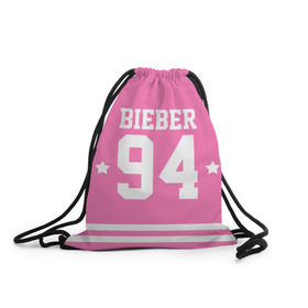 Рюкзак-мешок 3D с принтом Bieber Team Pink в Белгороде, 100% полиэстер | плотность ткани — 200 г/м2, размер — 35 х 45 см; лямки — толстые шнурки, застежка на шнуровке, без карманов и подкладки | bieber | justin bieber | бибер | джастин бибер